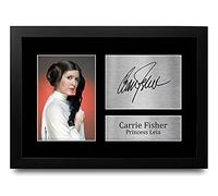 HWC Trading Carrie Fisher A4 Enmarcado Regalo De Visualización De Fotos De Impresión De Imagen Impresa Autógrafo Firmado Por Star Wars Los Aficionados Al Cine