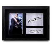 HWC Trading Christopher Lee A4 Enmarcado Regalo De Visualización De Fotos De Impresión De Imagen Impresa Autógrafo Firmado Por Star Wars Count Dooku Los Aficionados Al Cine