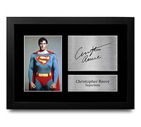 HWC Trading Christopher Reeve A4 Enmarcado Regalo De Visualización De Fotos De Impresión De Imagen Impresa Autógrafo Firmado Por Superman Los Aficionados Al Cine