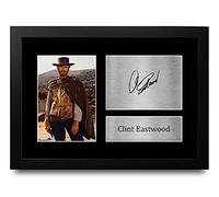 HWC Trading Clint Eastwood A4 Enmarcado Regalo De Visualización De Fotos De Impresión De Imagen Impresa Autógrafo Firmado Por The Good, The Bad & The Ugly Los Aficionados Al Cine