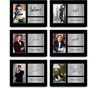 HWC Trading Colección de regalo de James Bond con autógrafo impreso para los fans de Connery, Lazenby, Moore, Dalton, Brosnan y Craig, 6 unidades