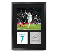 HWC Trading Cristiano Ronaldo Real Madrid Regalos Impresos Imagen De Autógrafo Firmado Para Los Aficionados Al Fútbol Y Partidarios - A3 Retrato Enmarcado