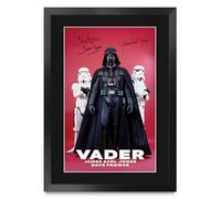 HWC Trading Darth Vader Star Wars Dave Prowse & James Earl Jones Los Regalos Imprimieron La Imagen Firmada Del Autógrafo Para Los Fans De La Memorabilia De La Película - A3 Enmarcado (ID-006172)