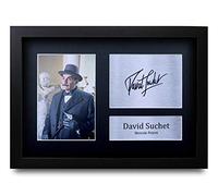 HWC Trading David Suchet A4 Enmarcado Regalo De Visualización De Fotos De Impresión De Imagen Impresa Autógrafo Firmado Por Poirot Ventiladores De Programa De Tv