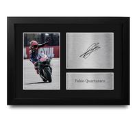 HWC Trading Fabio Quartararo Yamaha MOTO GP Regalos Impresos Imagen De Autógrafo Firmado Para Los Fanáticos De Las Carreras De Motogp - A4 Enmarcado