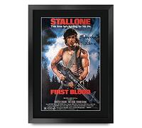 HWC Trading First Blood Sylvester Stallone Rambo - Póster impreso con autógrafo firmado para los fans de la película, enmarcado en A3