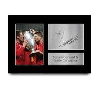HWC Trading Foto A4 de Steven Gerrard & Jamie Carragher, con autógrafo, firmado, para fans y seguidores, tamaño A4