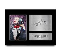 HWC Trading Foto de autógrafo firmada A4 de Margot Robbie Suicide Squad Harley Quinn Presents para los fanáticos de la película, tamaño A4