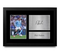HWC Trading Foto firmada de Phil Foden del Manchester City Man City Gifts para fans y seguidores, con marco A4