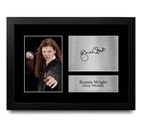 HWC Trading Fotografía A4 de Bonnie Wright Harry Potter Ginny Weasley con autógrafo firmado para fanáticos de la película, enmarcado A4