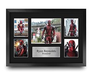 HWC Trading Fotografía firmada A3 de Ryan Reynolds Deadpool Presents para fanáticos de la película, enmarcada en tamaño A3