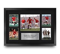 HWC Trading FR A3 Best Charlton Law The United Holy Trinity Regalos Impresos Imagen De Autógrafo Firmado para Los Aficionados Al Fútbol Y Partidarios - A3 Framed
