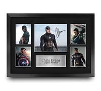 HWC Trading FR A3 Chris Evans Capitán América presenta una imagen de autógrafo firmada impresa para los fans de la película Memorabilia - A3 enmarcado