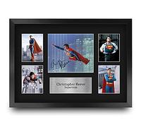 HWC Trading FR A3 Christopher Reeve Superman Los Regalos Imprimieron La Exhibición Firmada De La Imagen Del Autógrafo Para Los Fans De Los Recuerdos De La Película - A3 Enmarcado
