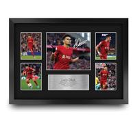 HWC Trading FR A3 Luis Diaz Liverpool Exhibición Firmada De La Fotografía Del Autógrafo De Los Recuerdos Impresos Para Los Aficionados Y Los Partidarios Del Fútbol - A3 Framed