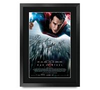 HWC Trading FR A3 Man of Steel - Superman Henry Cavill Los Regalos Imprimieron El Cartel Firmaron La Imagen Del Autógrafo Para Los Fans De La Memorabilia De La Película - A3 Framed
