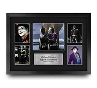HWC Trading FR A3 Michael Keaton & Jack Nicholson Los Regalos Imprimieron La Exhibición Firmada De La Presentación Del Autógrafo Para Los Fans De Los Recuerdos De La Película - A3 Enmarcado