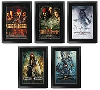 HWC Trading FR A3 Pirates of the Caribbean Collection x 5 Jonny Depp Los Regalos Imprimieron El Cartel Firmaron La Imagen Del Autógrafo Para Los Fans De La Memorabilia De La Película - A3 Framed