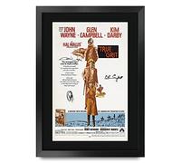 HWC Trading FR A3 True Grit John Wayne Gifts - Póster impreso con autógrafo firmado para fanáticos de la película, A3 enmarcado