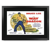 HWC Trading FR A3 Way of the Dragon Bruce Lee Los Regalos Imprimieron El Cartel Firmaron La Imagen Del Autógrafo Para Los Fans De La Memorabilia De La Película - A3 Enmarcado