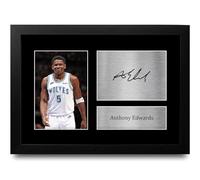 HWC Trading FR A4 Anthony Edwards Minnesota Timberwolves Basketball Los Regalos Imprimieron La Imagen Firmada Del Autógrafo Para Los Fans De Los Recuerdos Del Baloncesto - A4 Enmarcado