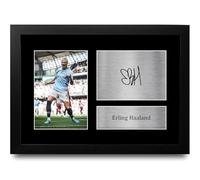HWC Trading FR A4 Erling Haaland Manchester City Regalos Impresos Imagen De Autógrafo Firmado Para Los Aficionados Al Fútbol Y Partidarios - A4 Framed