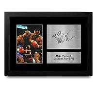 HWC Trading FR A4 Evander Holyfield & Mike Tyson Boxing Regalos Impresos Con Autógrafos Firmados Para Los Fanáticos De Los Recuerdos Del Boxeador - A4 Framed