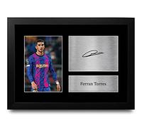 HWC Trading FR A4 Ferran Torres Barcelona Regalos Impresos Imagen De Autógrafo Firmado Para Los Aficionados Al Fútbol Y Partidarios - A4 Framed