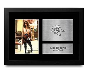 HWC Trading FR A4 Julia Roberts Pretty Woman Vivian Ward - A4 Framed Los Regalos Imprimieron La Imagen Firmada Del Autógrafo Para Los Fans De La Memorabilia De La Película - A4 Enmarcado