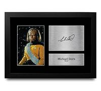 HWC Trading FR A4 Michael Dorn Star Trek Worf Los Regalos Imprimieron La Imagen Firmada Del Autógrafo Para Los Fans De La Demostración De Serie De Televisión - A4 Framed