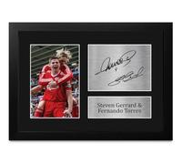 HWC Trading FR A4 Steven Gerrard & Fernando Torres Gifts - Póster de autógrafo firmado para fans y seguidores - A4 enmarcado