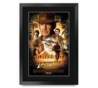HWC Trading FR - Póster impreso A3 de Indiana Jones 4 Kingdom of the Crystal Skull Harrison Ford Gifts - Póster firmado con autógrafo para fanáticos de la película, enmarcado en A3