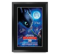 HWC Trading How to Train your Dragon 1 Los Regalos Imprimieron El Cartel Firmaron La Imagen Del Autógrafo Para Los Fans De La Memorabilia De La Película - A3 Enmarcado