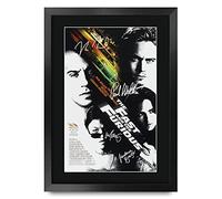 HWC Trading, Impresión del póster de Rápidos y Furiosos autografiada por Paul Walker y Vin Diesel, tamaño A3, con marco, idea de regalo para coleccionistas de recuerdos cinematográficos (versión en