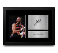 HWC Trading Jalen Brunson New York Knicks Los Regalos Imprimieron La Imagen Firmada Del Autógrafo Para Los Fans De Los Recuerdos Del Baloncesto - A4 Enmarcado