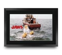 HWC Trading Jaws Scene 2 Shaw, Dreyfuss & Scheider Los Regalos Imprimieron La Imagen Firmada Del Autógrafo Para Los Fans De La Memorabilia De La Película - A3 Enmarcado