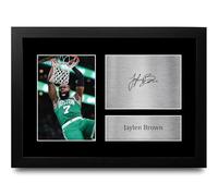 HWC Trading Jaylen Brown Boston Celtics Los Regalos Imprimieron La Imagen Firmada Del Autógrafo Para Los Fans De Los Recuerdos Del Baloncesto - A4 Enmarcado