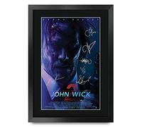 HWC Trading John Wick 2 Keanu Reeves - Póster enmarcado de 40,6 x 30,5 cm, con autógrafo firmado para fanáticos de la película, 40,6 x 30,5 cm, enmarcado