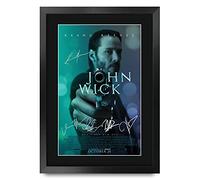 HWC Trading John Wick The Cast Keanu Reeves Ian McShane Gifts - Póster impreso con autógrafo firmado para los fans de la película - A3 enmarcado