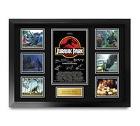 HWC Trading Jurassic Park Los Regalos Imprimieron La Exhibición Firmada De La Presentación Del Autógrafo Para Los Fans De Los Recuerdos De La Película - A2 Enmarcado