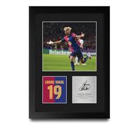 HWC Trading Lamine Yamal Barcelona Regalos Impresos Imagen De Autógrafo Firmado Para Los Aficionados Al Fútbol Y Partidarios - A4 Retrato Enmarcado
