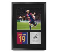 HWC Trading Lamine Yamal Barcelona Regalos Impresos Imagen De Autógrafo Firmado Para Los Aficionados Al Fútbol Y Partidarios - A3 Retrato Enmarcado