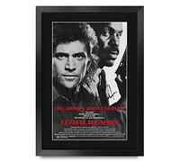 HWC Trading Lethal Weapon 1 A3 Enmarcado Regalo De Visualización De Fotos De Impresión De Imagen Impresa Autógrafo Firmado Por Mel Gibson Danny Glover Los Aficionados Al Cine