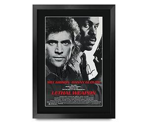 HWC Trading Lethal Weapon 1 A3 Enmarcado Regalo De Visualización De Fotos De Impresión De Imagen Impresa Autógrafo Firmado Por Mel Gibson Danny Glover Los Aficionados Al Cine