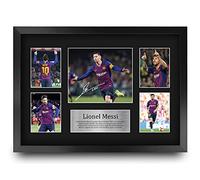 HWC Trading Lionel Messi A3 Enmarcado Regalo De Visualización De Fotos De Impresión De Imagen Impresa Autógrafo Firmado Por Barcelona Los Aficionados Al Fútbol