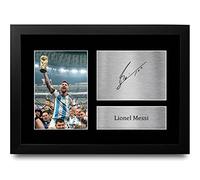 HWC Trading Lionel Messi A4 Enmarcado Regalo De Visualización De Fotos De Impresión De Imagen Impresa Autógrafo Firmado Por Argentina Barcelona Los Aficionados Al Fútbol