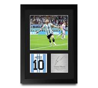 HWC Trading Lionel Messi Argentina Regalos Impresos Imagen De Autógrafo Firmado Para Los Aficionados Al Fútbol Y Partidarios - A4 Retrato Enmarcado