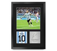 HWC Trading Lionel Messi Argentina Regalos Impresos Imagen De Autógrafo Firmado Para Los Aficionados Al Fútbol Y Partidarios - A3 Retrato Enmarcado