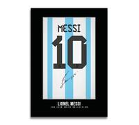 HWC Trading Lionel Messi Argentina Shirt Autógrafo Firmado Lámina Póster A4 | Tarjeta de Alta Gramaje, Compatible con Cualquier Marco Estándar, Se Entrega Plano, Regalo de Coleccionismo