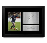 HWC Trading Lionel Messi Paris Blue and Reds Regalos Impresos Imagen De Autógrafo Firmado Para Los Aficionados Al Fútbol Y Partidarios - A4 Enmarcado